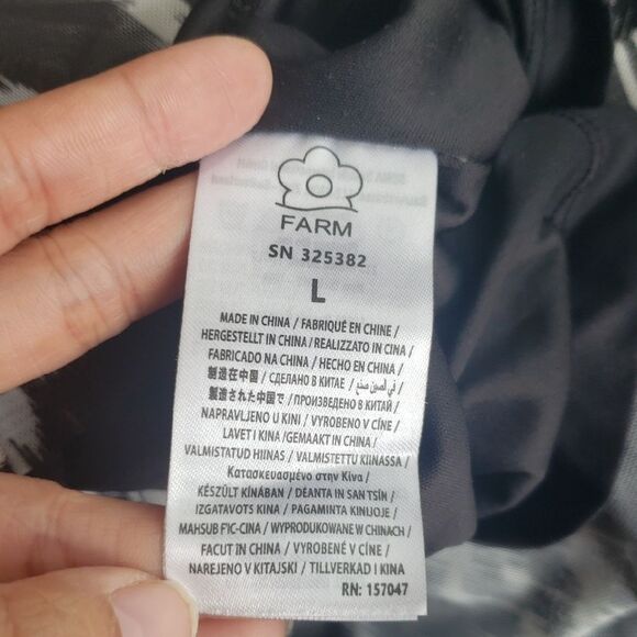 Farm Rio Black White Pineapple Ikat Tulle Chic Feminine Whimsigoth Midi Size L - Picture 7 of 12